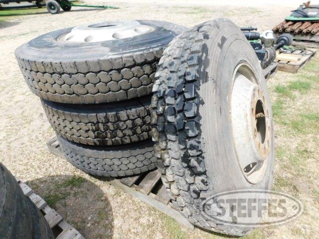 (4) 11R22.5 truck tires, 